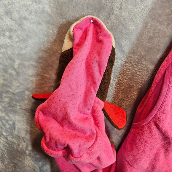 Nick & Nora Pink Dog Fleece Dog on Feet One Piece Pajamas Womens L Warm pockets - Picture 10 of 15